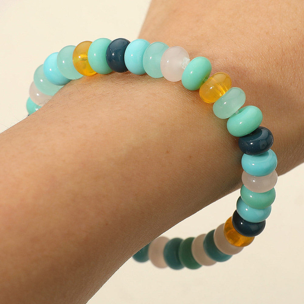 Madeline Love Multi, Turquoise Resin Pebble Beaded Stretch Bracelet - Bracelets