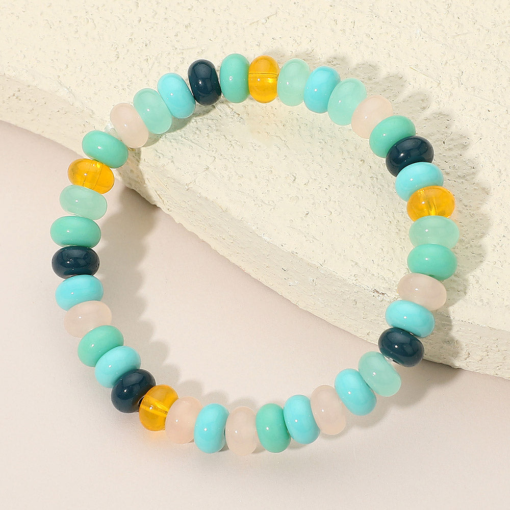 Madeline Love Multi, Turquoise Resin Pebble Beaded Stretch Bracelet - Bracelets - desc