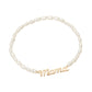 Madeline Love Cream, Gold MAMA Script Plate Pearl Beaded Stretch Bracelet - Bracelets - extra