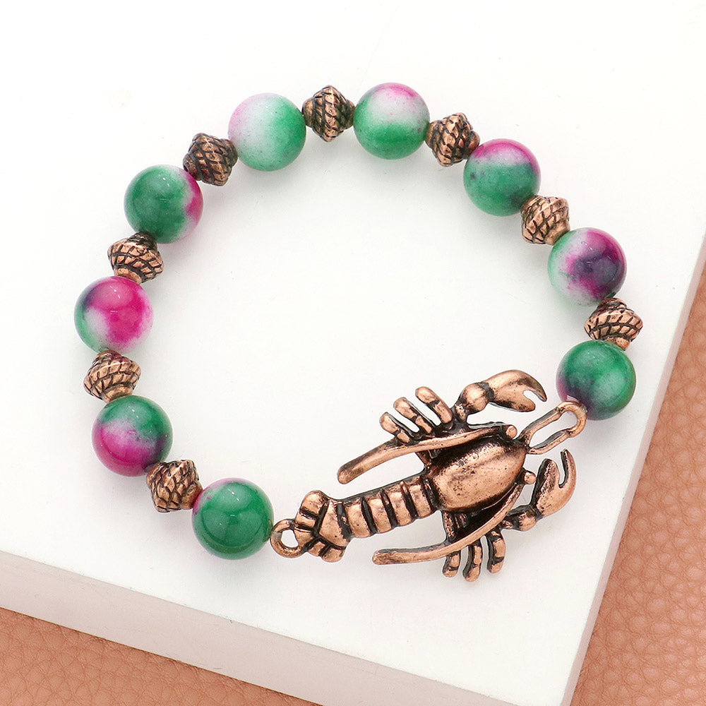 Madeline Love Copper Burnished Lobster beaded stretch bracelet - Bracelets