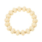 Madeline Love Cream, Gold Resin Round Beaded Stretch Bracelet - Bracelets - desc