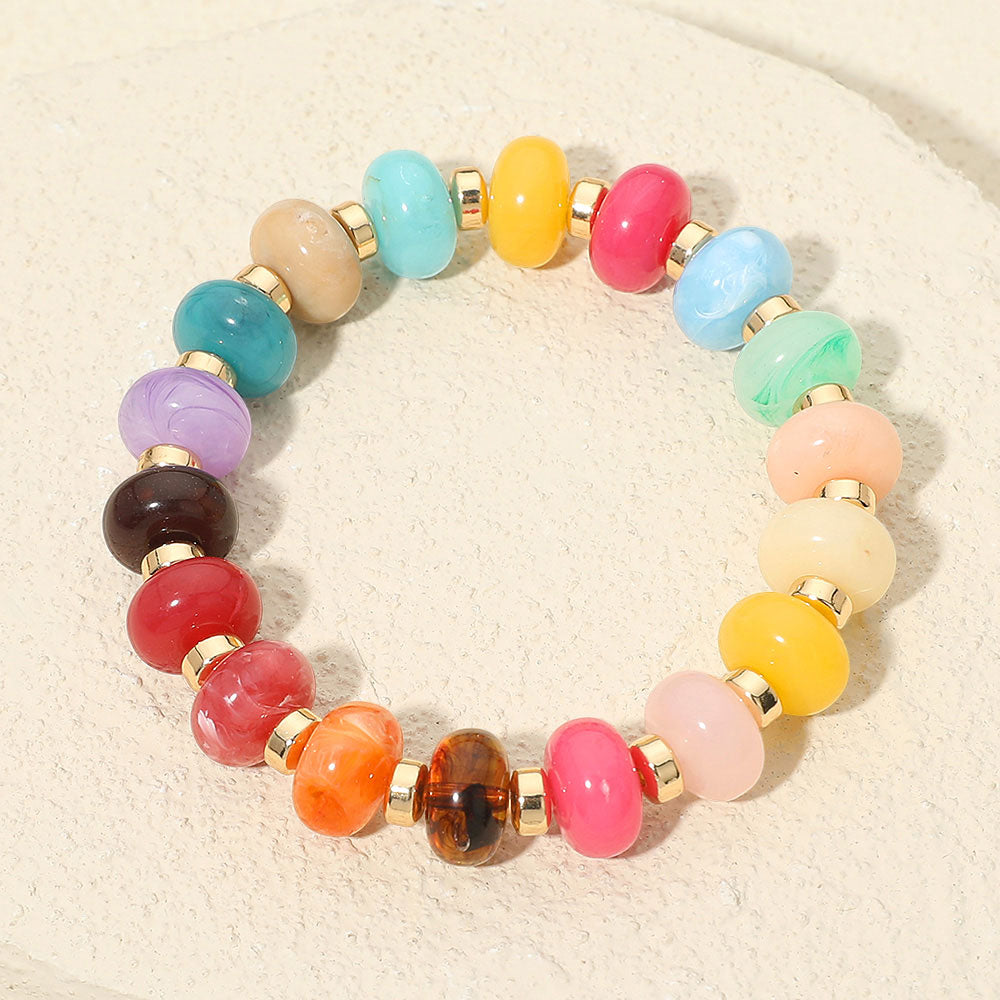 Madeline Love Gold, Multi Resin Round Beaded Stretch Bracelet - Bracelets