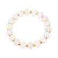 Madeline Love Gold, White Resin Round Beaded Stretch Bracelet - Bracelets - desc
