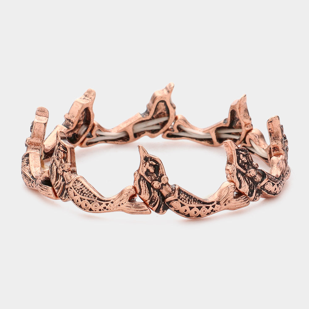 Copper Burnished Mermaid Stretch Bracelet