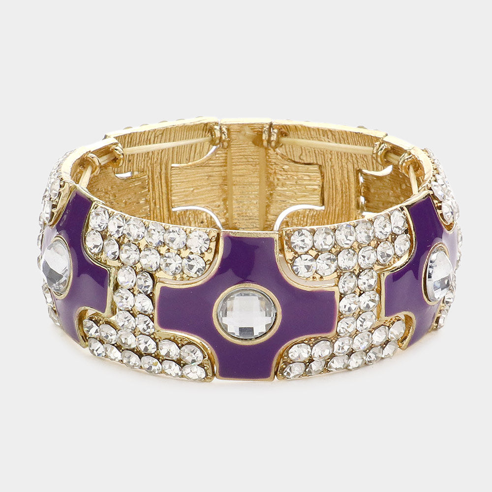 Madeline Love Purple Cross Crystal Stretch Bracelet - Bracelets