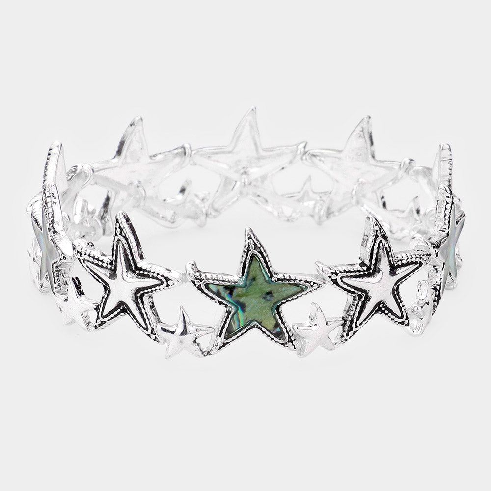 Madeline Love Abalone Abalone Metal Starfish Stretch Bracelet - Bracelets
