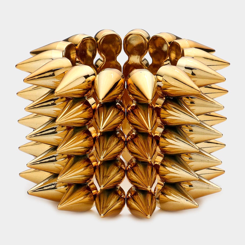 Madeline Love Bronze 5-Row Spike Cone Stud Stretch Bracelet - Bracelets