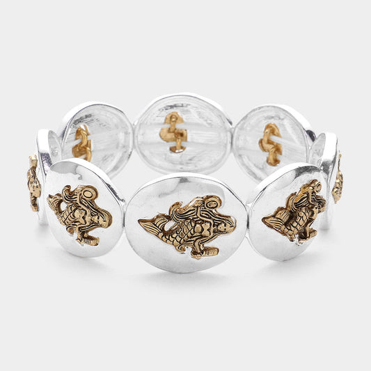 Madeline Love Two Tone Two Tone Mermaid Metal Stretch Bracelet - Bracelets