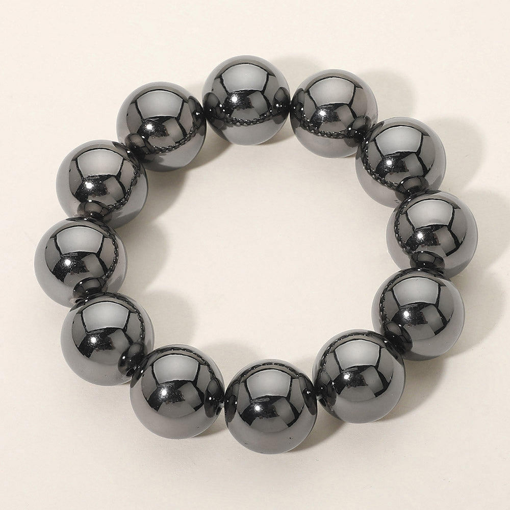 Madeline Love Black Metal Ball Beaded Stretch Bracelet - Bracelets