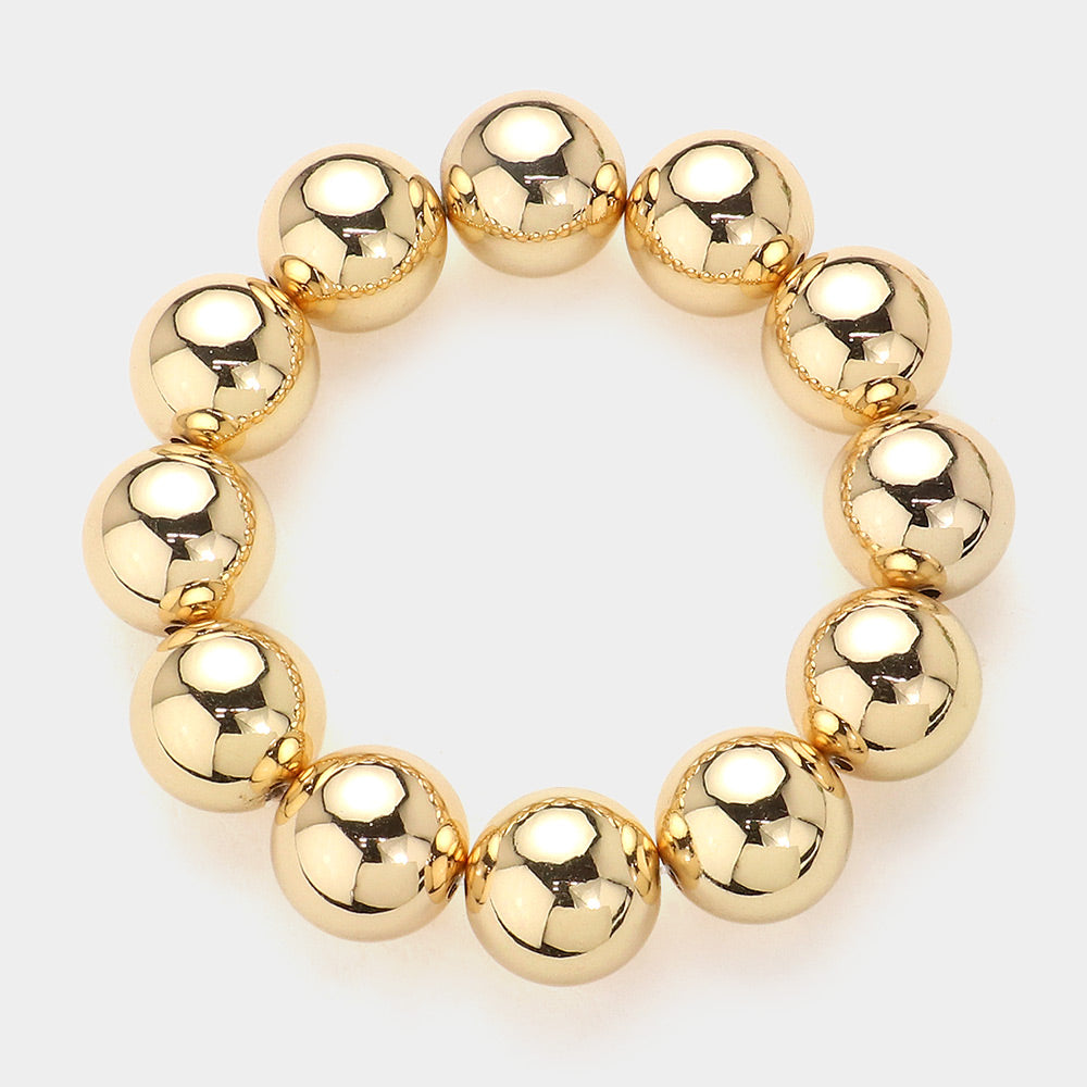 Madeline Love Gold Metal Ball Beaded Stretch Bracelet - Bracelets