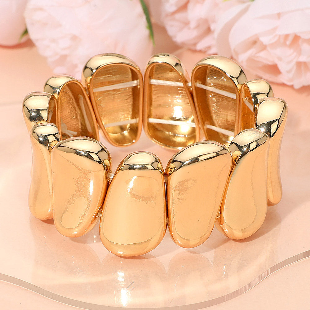 Madeline Love Gold Bold Metal Sculpted Stretch Bracelet - Bracelets