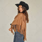 C.C Faux Suede Triangle Fringe Scarf