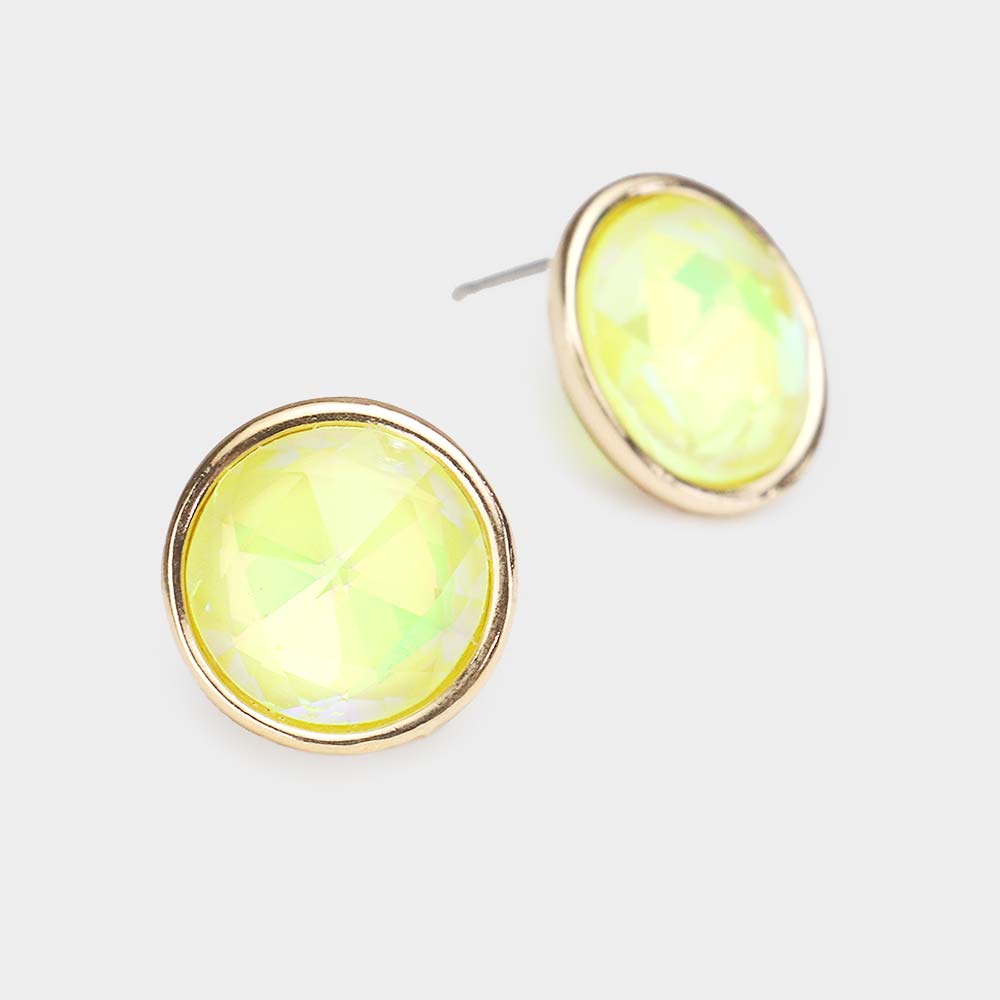 Madeline Love Neon, Yellow Round Stone Stud Earrings