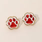 Madeline Love Red, White Glitter Paw Print GameDay Stud Earrings - Sports & Events