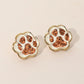 Madeline Love Orange, White Glitter Paw Print GameDay Stud Earrings - Sports & Events