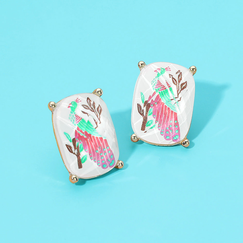 Madeline Love Multi Rectangular Mahjong Tile Cluster Stud Earrings