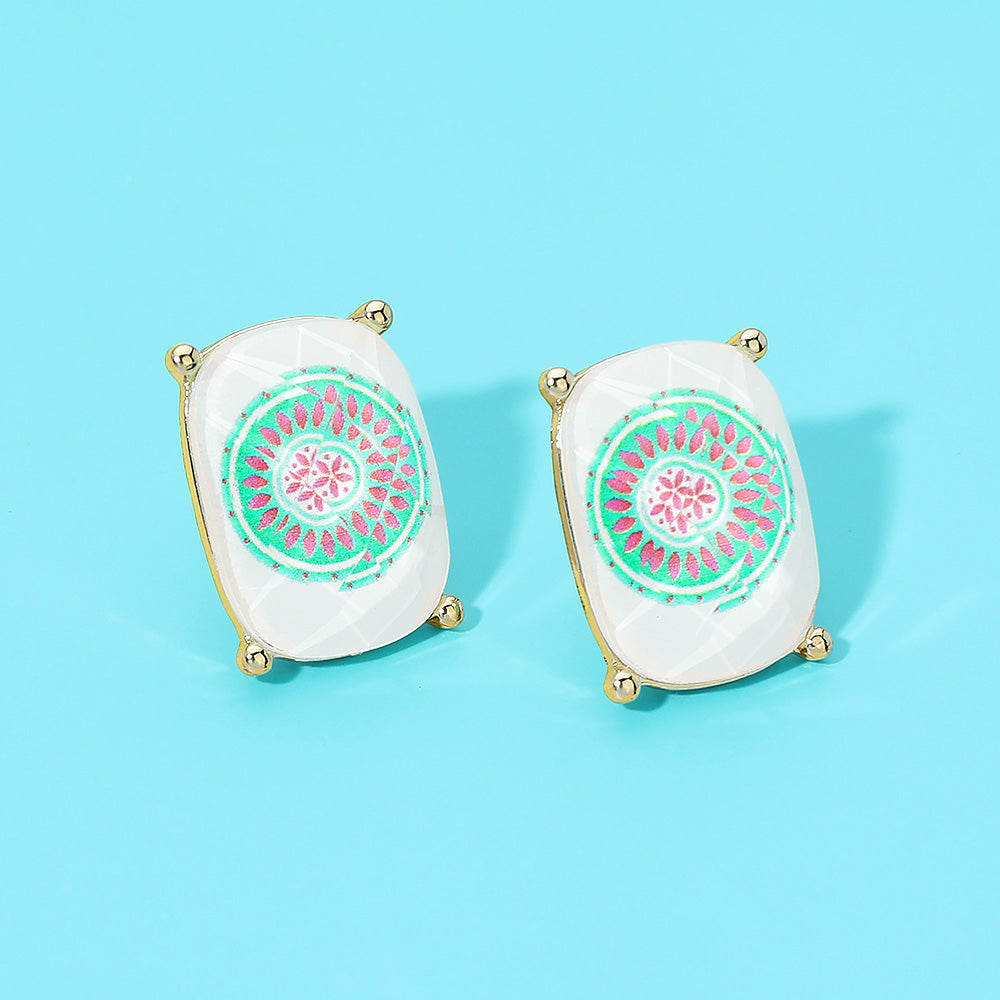 Madeline Love Multi Rectangular Mahjong Tile Cluster Stud Earrings