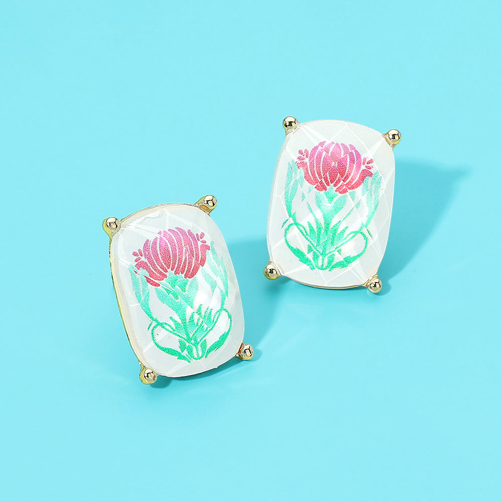 Madeline Love Multi Rectangular Mahjong Tile Cluster Stud Earrings