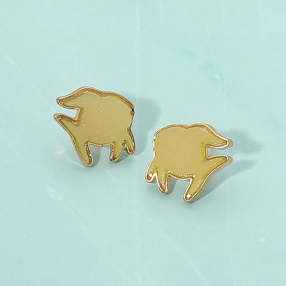 Madeline Love Gold, Mustard Faux Druzy Fish Silhouette Stud Earrings