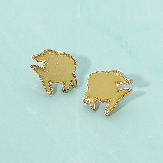 Madeline Love Gold, Mustard Faux Druzy Fish Silhouette Stud Earrings