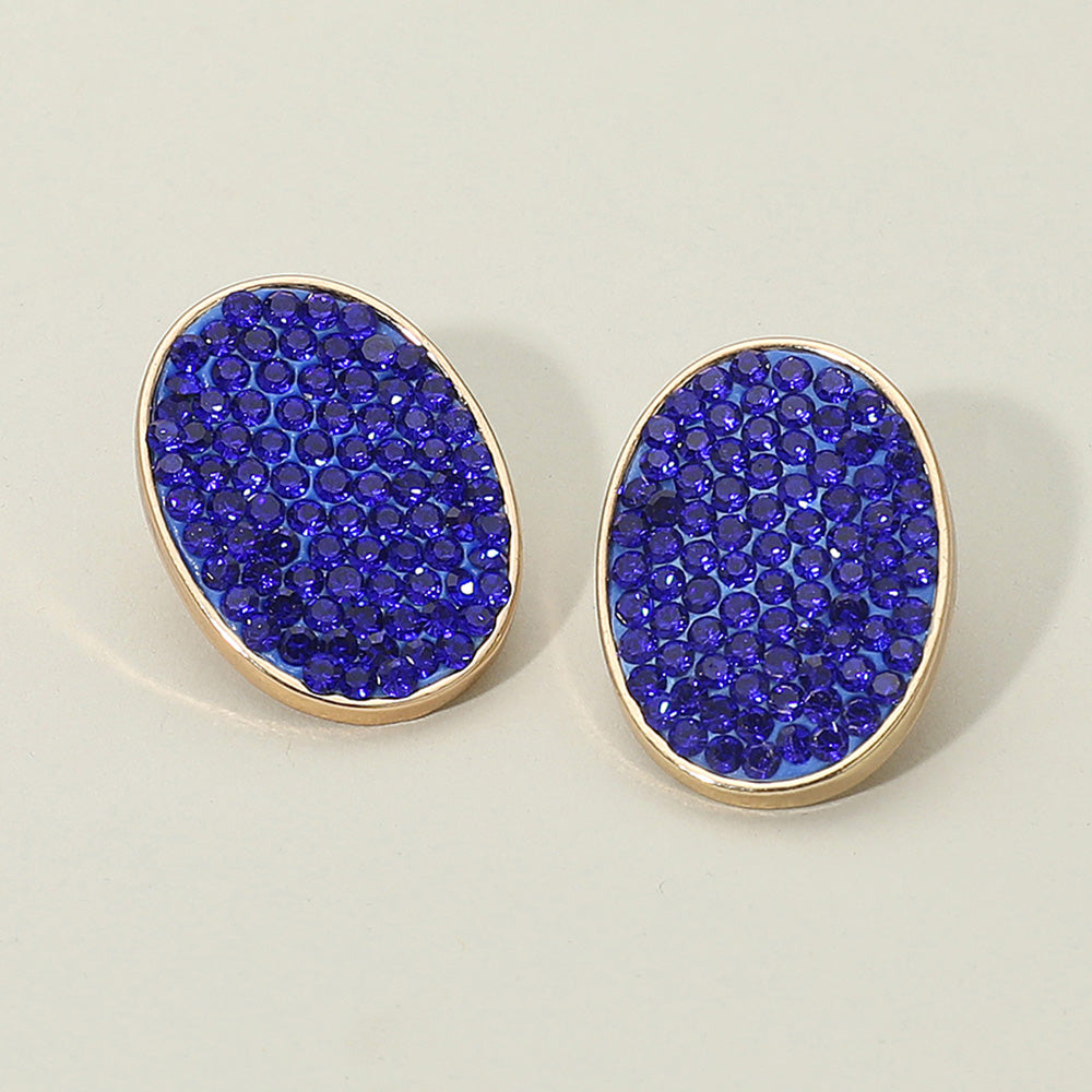 Madeline Love Sapphire Rhinestone Embellished Oval Stud Earrings