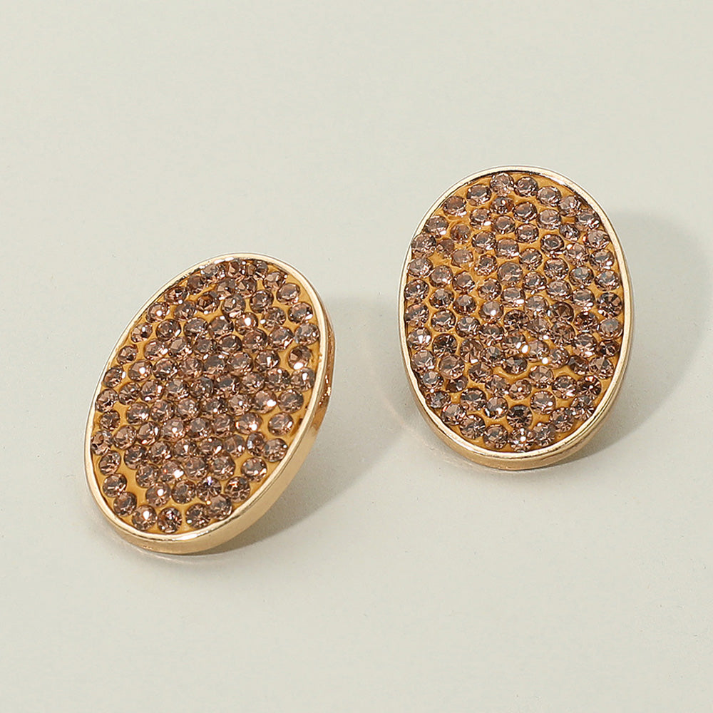 Madeline Love Lt Col Topaz Rhinestone Embellished Oval Stud Earrings