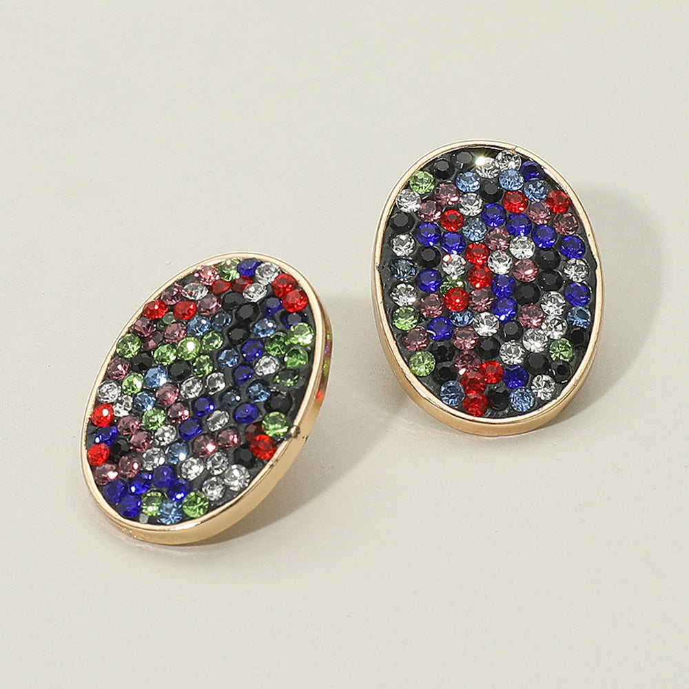 Madeline Love Multi Rhinestone Embellished Oval Stud Earrings