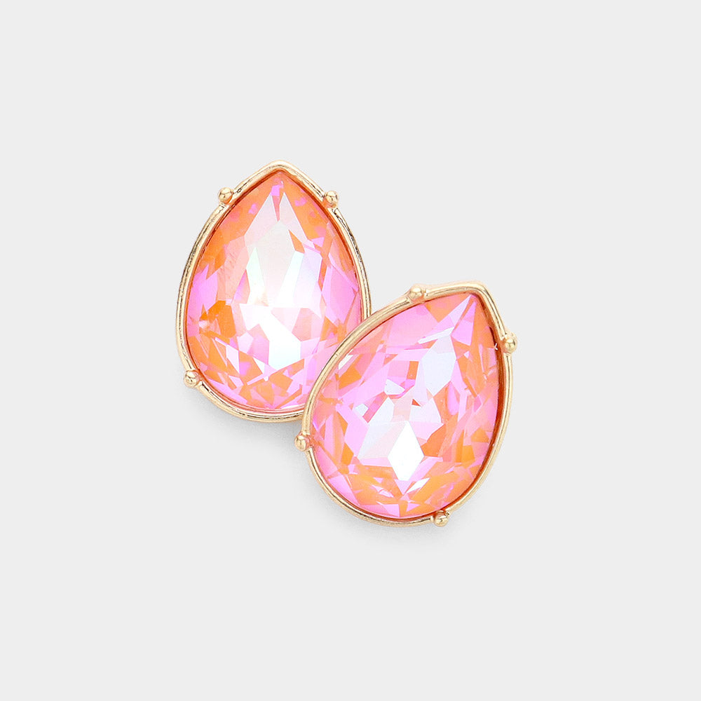 Madeline Love Peach Teardrop Stone Stud Earrings