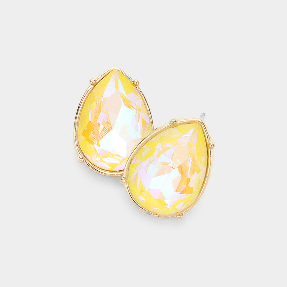 Madeline Love Yellow Teardrop Stone Stud Earrings