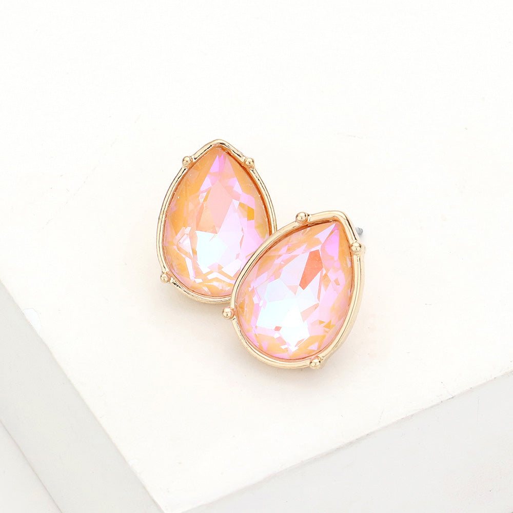 Madeline Love Peach Teardrop Stone Stud Earrings