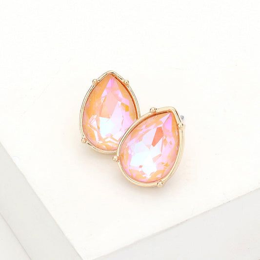 Madeline Love Peach Teardrop Stone Stud Earrings