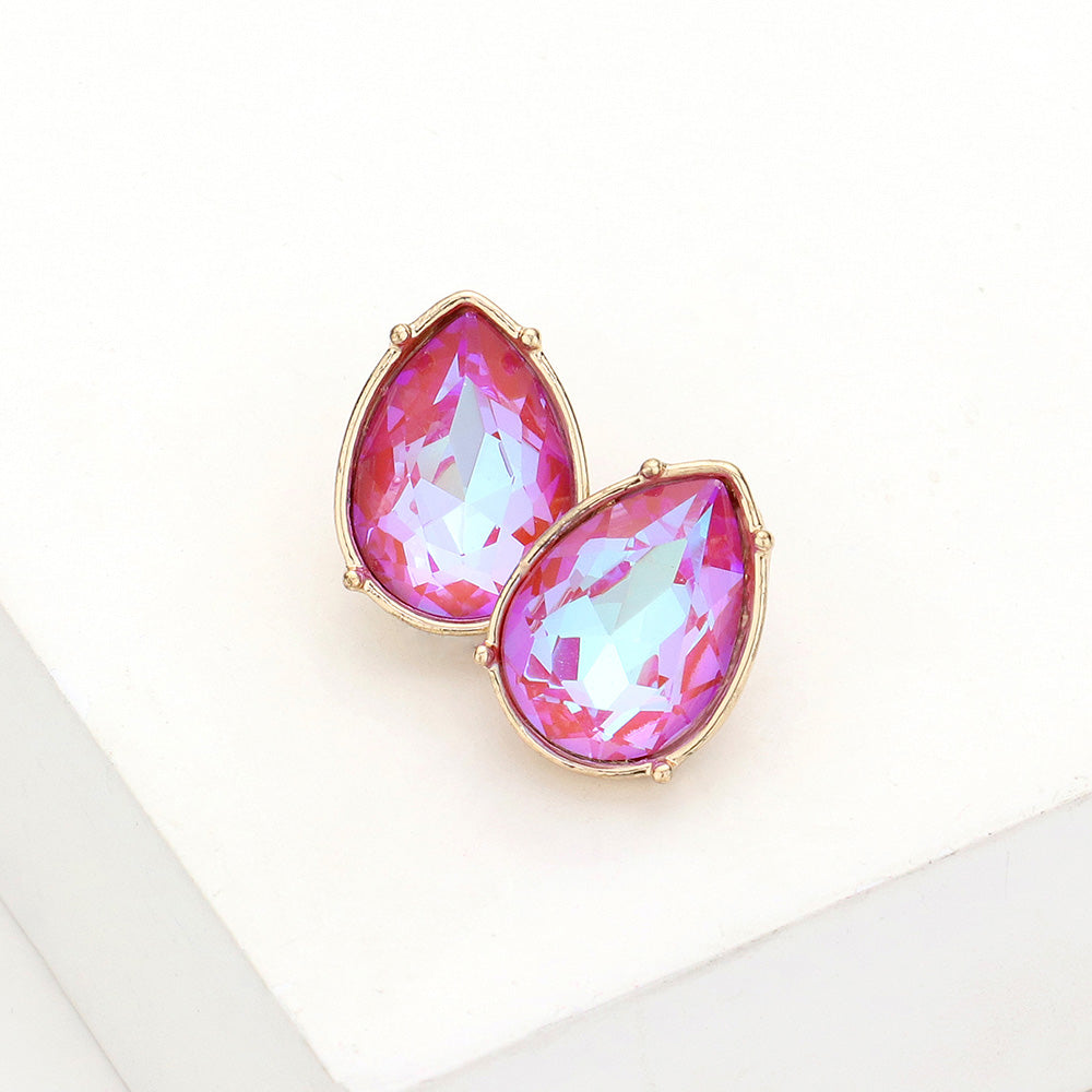 Madeline Love Red Teardrop Stone Stud Earrings