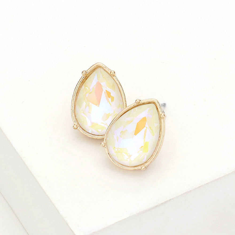Madeline Love White Teardrop Stone Stud Earrings