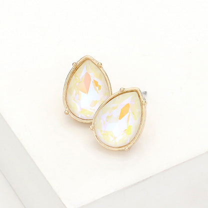 Madeline Love White Teardrop Stone Stud Earrings