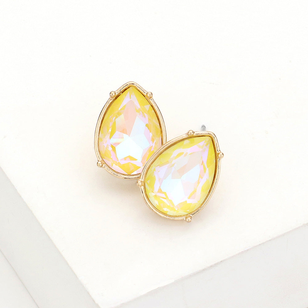Madeline Love Yellow Teardrop Stone Stud Earrings