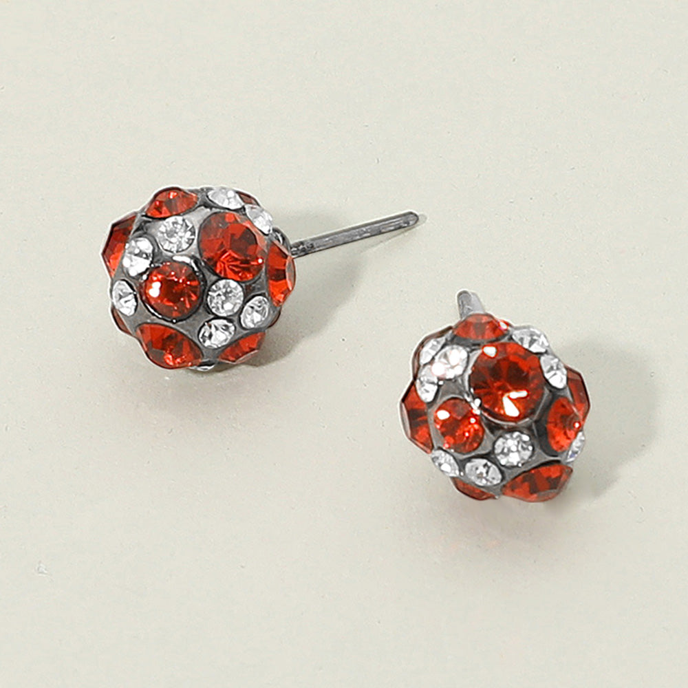 Madeline Love Hematite, Orange Rhinestone Embellished Ball Stud Earrings