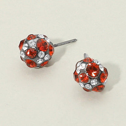 Madeline Love Hematite, Orange Rhinestone Embellished Ball Stud Earrings