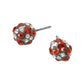 Madeline Love Hematite, Orange Rhinestone Embellished Ball Stud Earrings - desc