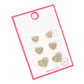 Madeline Love Clear, Gold 3Pairs - Gold Dipped Stone Pave Heart Stud Earring Set - Earrings - desc