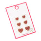 Madeline Love Gold, Siam 3Pairs - Gold Dipped Stone Pave Heart Stud Earring Set - Earrings - desc
