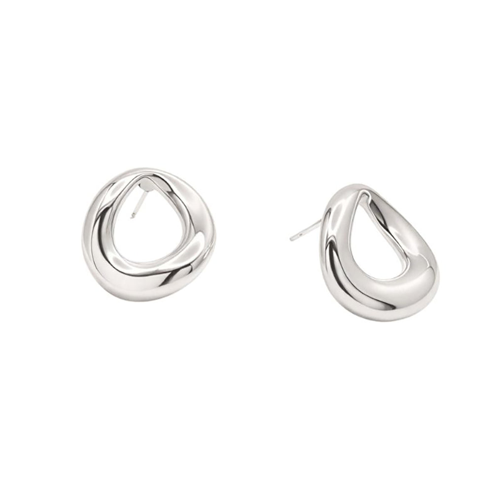 Madeline Love Rhodium, White Gold White Gold Dipped Modern Organic Ring Stud Earrings - extra