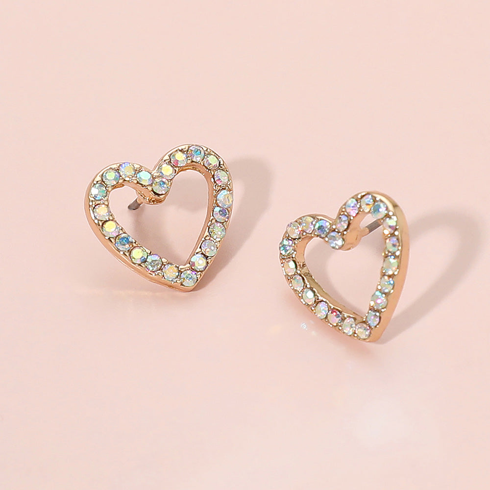 Madeline Love AB Rhinestone Embellished Open Heart Stud Earrings
