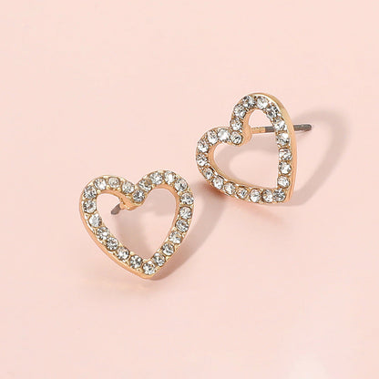 Madeline Love Gold Rhinestone Embellished Open Heart Stud Earrings