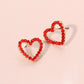 Madeline Love Red Rhinestone Embellished Open Heart Stud Earrings