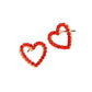 Madeline Love Red Rhinestone Embellished Open Heart Stud Earrings - desc