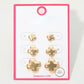 Madeline Love Gold 3Pairs - Gold Dipped Metal Quatrefoil Stud Earring Set - Earrings - desc