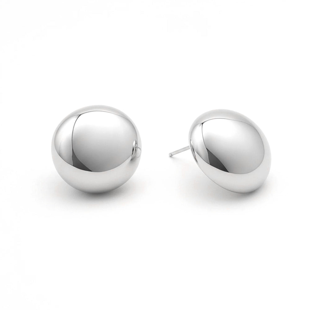 Madeline Love Rhodium, White Gold White Gold Dipped Classic Dome Stud Earrings