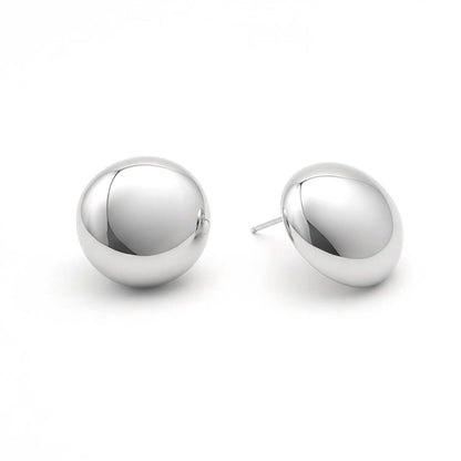 Madeline Love Rhodium, White Gold White Gold Dipped Classic Dome Stud Earrings