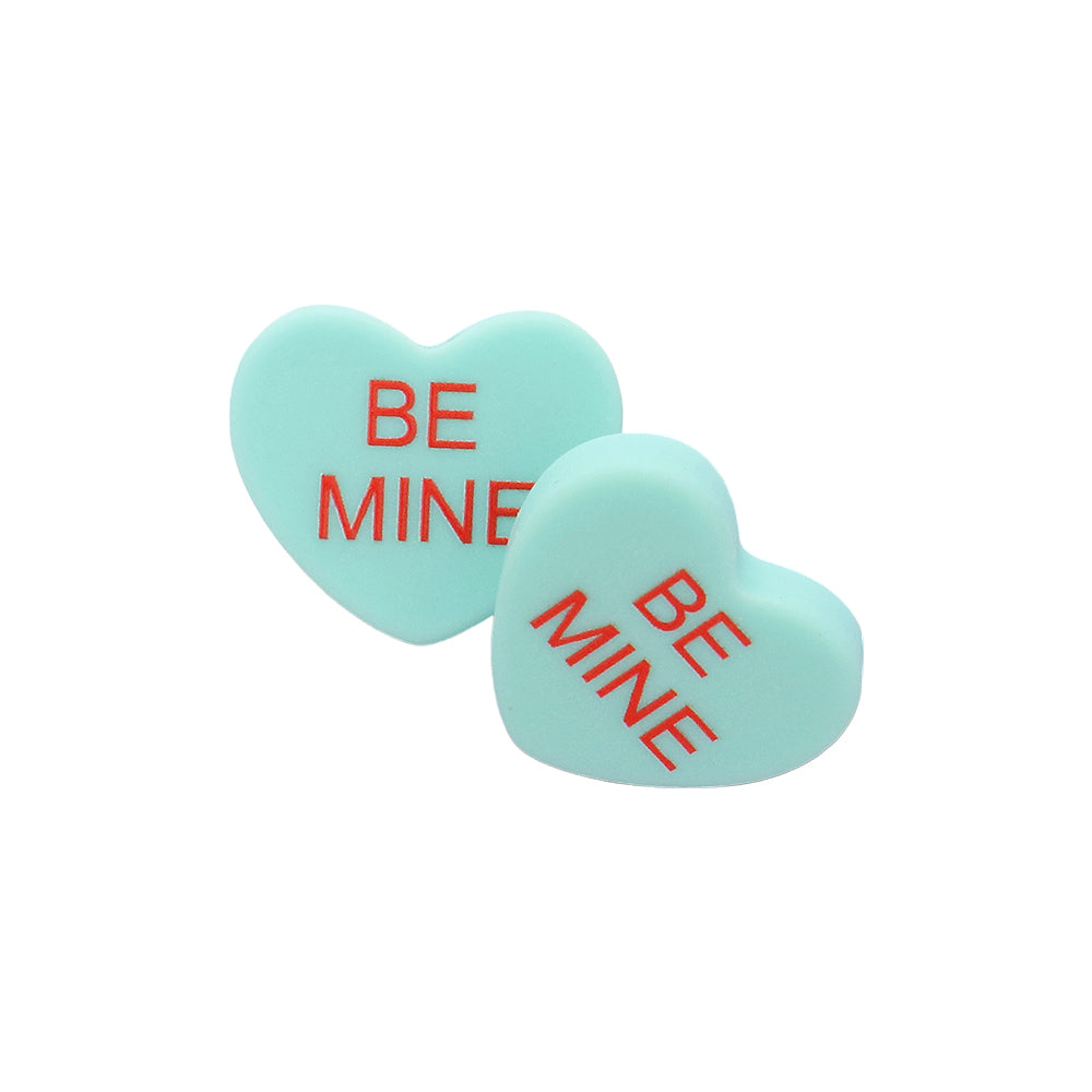 BE MINE Message Heart Stud Earrings