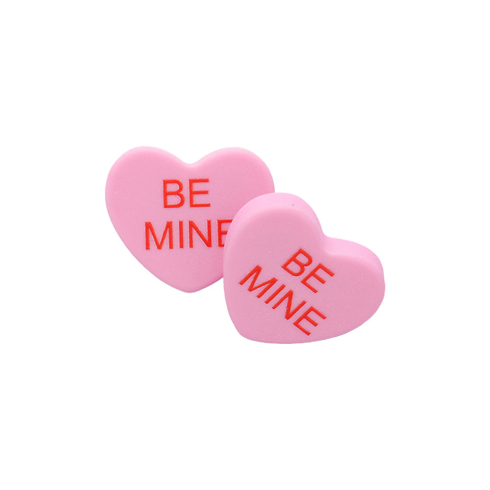 BE MINE Message Heart Stud Earrings